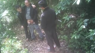 Alte asiatische Jungs genießen sich im Wald Alte asiatische Jungs genießen sich im Wald