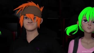 Der Hentai-Schüler wird seine Begleiterin unter dem Blick der Tutorin ficken